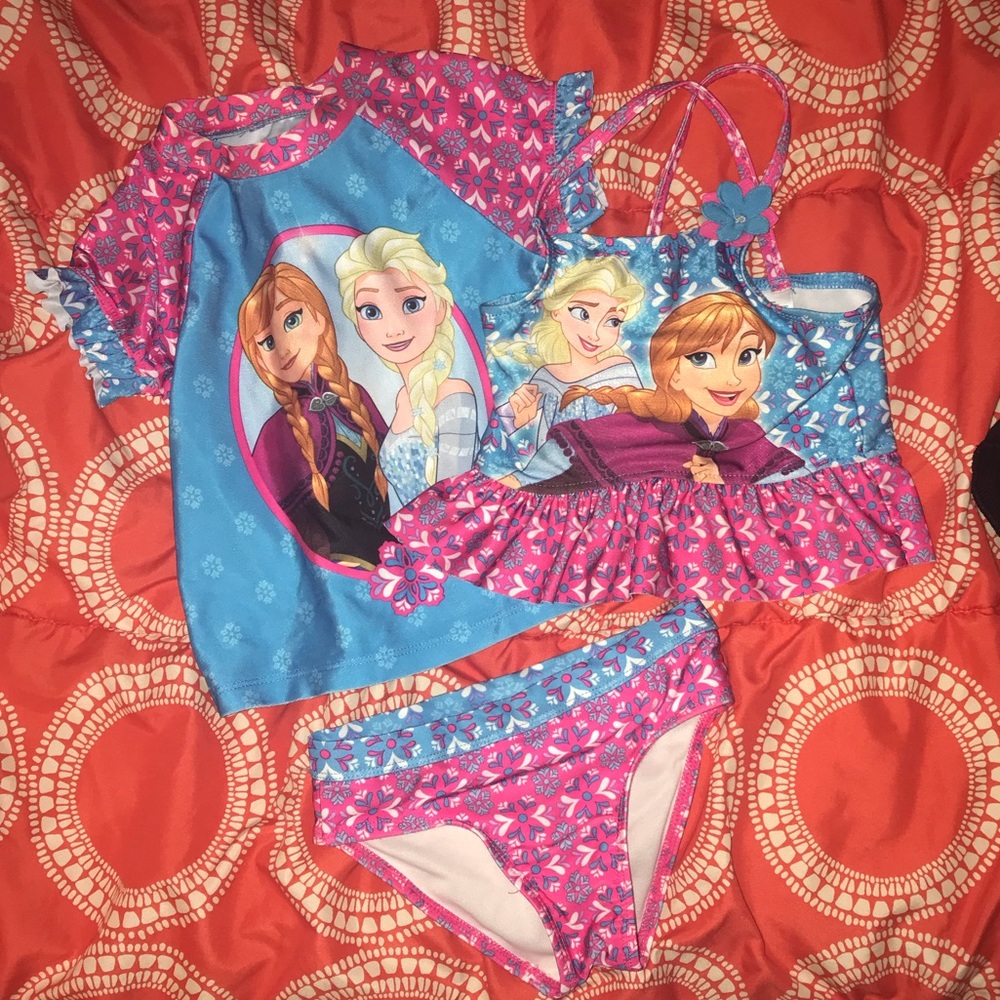 Frozen bikini and rash guard set 3T